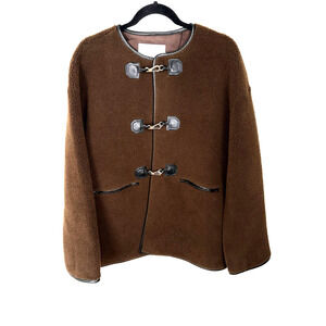 Rebecca Minkoff Shearling Toggle Jacket Size L Large Chocolate Brown RM-519 NWT